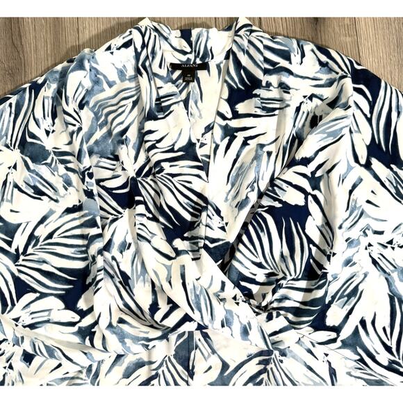 Alfani Printed Oversized Blouse - Poncho Style - Petite Pet Dream Leaf Blue  $70 - Picture 6 of 11